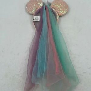 DISNEY Minnie Ears Headband Fairy Veil sequin pink/white Tulle Princess headband